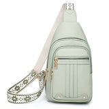 Women Sling Backpack Anti Theft Crossbody Bags with Adjustable Strap 5 Compartments Light Green