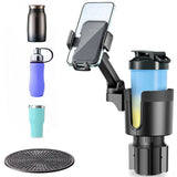 2 in 1 Cup Holder Phone Mount with Long Arm 360 Degree Rotation