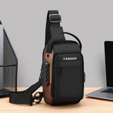 Anti-theft Crossbody Bag for Mern Password Sling Chest Pack with USB Port  Black