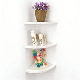 No-Drill Floating Corner Shelf Set for Wall Storage White