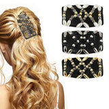 3 PCS Beaded Hair Comb Double Row Elastic Clip Hair Accessories
