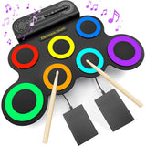 Electric Portable Roll-Up Drum Toy Set with Sticks Practice Pad Mixed Colors