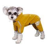 Waterproof Hooded Pet Raincoat with Reflective Stripe for Dogs Yellow