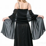 70x170cm Chiffon Evening Wrap Shawl for Wedding Party Dress Black