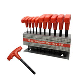 10 PCS CRV T Handle Hex Key Wrench Set with Metal Storage Stand Red
