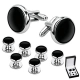 8 Pcs Men Cufflink Shirt Stud Set Tuxedo for Wedding Party Wear Style 1