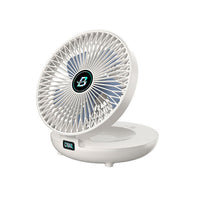 3-Speed Adjustable Air Circulator Fan Foldable  Wall Hanging Fan Rechargeable Desktop Cooling Fan White