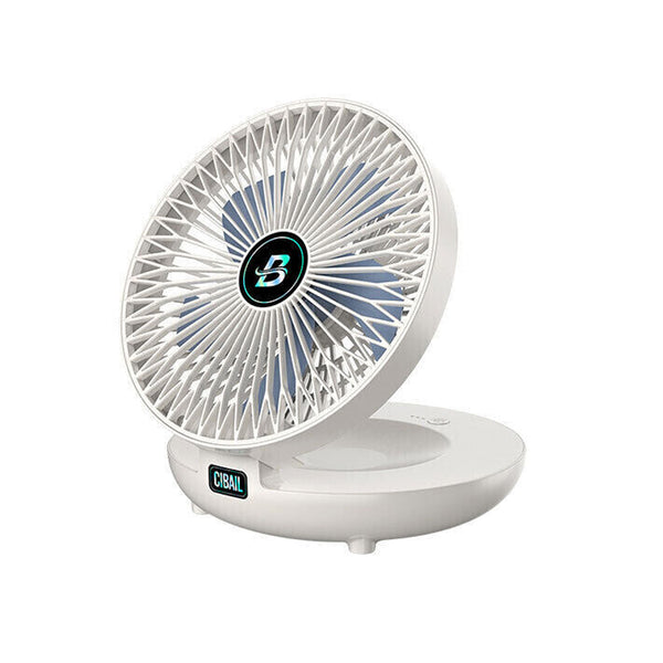 3-Speed Adjustable Air Circulator Fan Foldable  Wall Hanging Fan Rechargeable Desktop Cooling Fan White