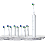 Rotating Electric Toothbrush with 5 Modes 8 Brush Heads for Home Travel White