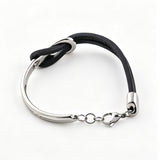 Stainless Steel Mens Bracelet PU Leather Infinite Knot Geometric