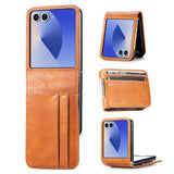 PU Wallet Card Holder Case Compatible With Samsung Galaxy Z Flip 6 7 8 with Stand Brown