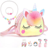 Cute Unicorn Sling Bag Set for Girls Rainbow Crossbody Bag Dress Up Accessories Style 1