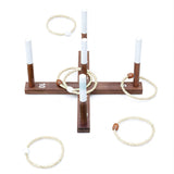 Rustic Ring Toss Game with Wooden Base and 6 Rope Rings