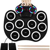 Roll Up Electronic Drum Kit Portable with Bluetooth and Dual Speakers Black