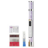 2-in-1 Rechargeable Nail File Drill 18 Bits 3 Speeds with Lamp Purple