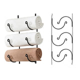 3 Tier Vertical Towel Rack Iron Wall Mount for Bathroom Storage Black