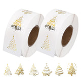 2 Rolls Clear Round Christmas Stickers 1000 Gold Foil