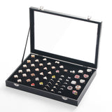100 Slots Jewelry Ring Display Organizer Box with Glass Lid – Earring and Ring Storage Tray