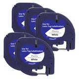 5PCS 12mm White on Black PET Label Tape Compatible with Dymo