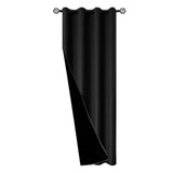 100% Blackout Curtain Panel with Black Liner – Heat & Light Blocking Black
