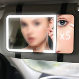 Car Sun Visor Vanity Mirror with Lights 5X Close-Up View Makeup Mirror