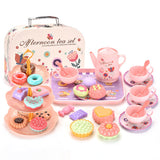 Kids Pretend Tea Party Set with Dessert & Carrying Case Style 1