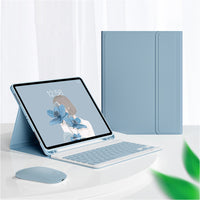 Wireless Bluetooth Keyboard with Keyboard Case and Mouse Compatible with iPad 11 (A16) 2025 And 10th 10.9(2022) Blue