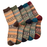 5 Pairs of Vintage Winter Socks Unisex Crew Socks Style 1