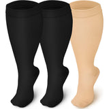 3 Pairs Plus Size Compression Socks for Women Men Knee High Solid Color