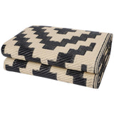 Outdoor Rug Reversible Rug Modern Area Rug Large Floor Mat for Outdoors Black and Cream
