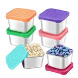 6Pcs 6 Oz Stainless Steel Snack Containers for Food Storage Containers with Silicone Lids