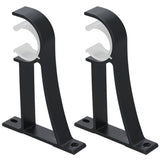 2PCS Metal Support Curtain Rod Pole Wall Bracket Holder Hook Rack Black