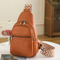 Women Sling Bag PU Leather Crossbody Bag Shoulder Bag Brown