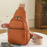 Women Sling Bag PU Leather Crossbody Bag Shoulder Bag Brown