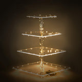 4-Tier Cupcake Acrylic Stand Dessert Display Rack with LED Light for Birthday Weddings Parties Events