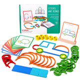 142Pcs Wooden Pattern Blocks Set with Sticks and Rings STEM Brain Teaser Toys