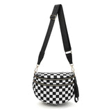 Checkered Crossbody Bag Women Sling Bag with Adjusatble Shoulder Strap Black