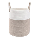 Large Woven Laundry Basket Hamper Rope Storage Bin for Blankets Toys and Clothes White Brown