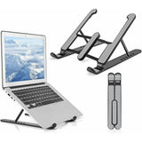 Foldable Aluminum Laptop Stand with Adjustable Height for Desk Use Black