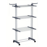 4 Tier Folding Drying Rack with Wheels Clothes Air Drying Rack Gray