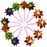 100Pcs Rainbow Plastic Windmill Pinwheels DIY for Garden Party Decoration