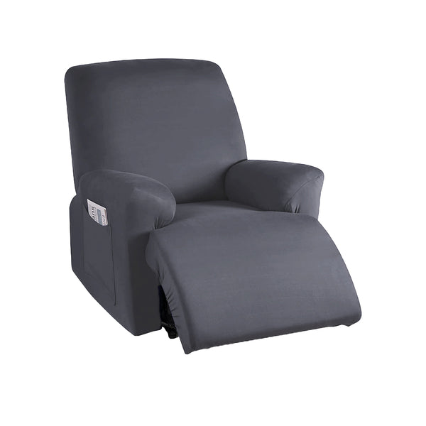 Full Wrapped Stretch Recliner Chair Cover Elastic Recliner Sofa Slipcover Dark Gray