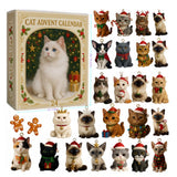 2D Cat Advent Calendar with 24 Acrylic Kitten Ornaments Christmas Countdown Decorations