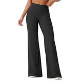 High-Waist Micro Flare Straight Leg Yoga Pants for Workout Black