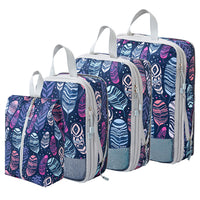 4Pcs Travel Compression Packing Cubes Expandable Luggage Organizers Feather