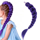 65cm Braided Ponytail Hairpiece Purple Elastic Band Cosplay Party