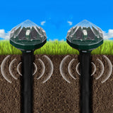 2pcs Solar Snake Repellent LED Light Ultrasonic Pest Repeller for Yard Garden