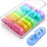 Weekly Pill Box Organizer 7-Day Tablet Storage Dispenser with Large Side Openings Style 1