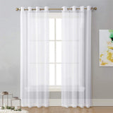 2-Panel 210x134cm Voile Curtain Window Drape Sheer Curtain with Rod-Holes White