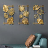 4Pcs 3D Metal Leaves Wall Art Decor Modern Hanging Wall Decoration for Home Hotel Office Gold